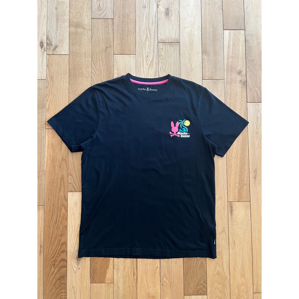 Psycho Bunny Mentz Black Graphic Short Sleeve T Shirt Mens Size 6 or Large